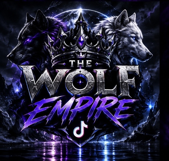 The Wolf Empire crowned wolf emblem in purple and silver